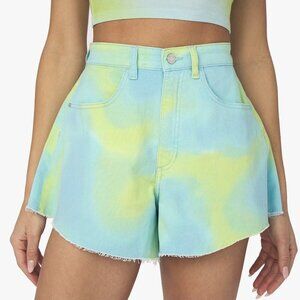 NWT WEWOREWHAT REVOLVE FLARE BELL SHORTS STRETCH DENIM TIE DYE MULTIPLE SIZES